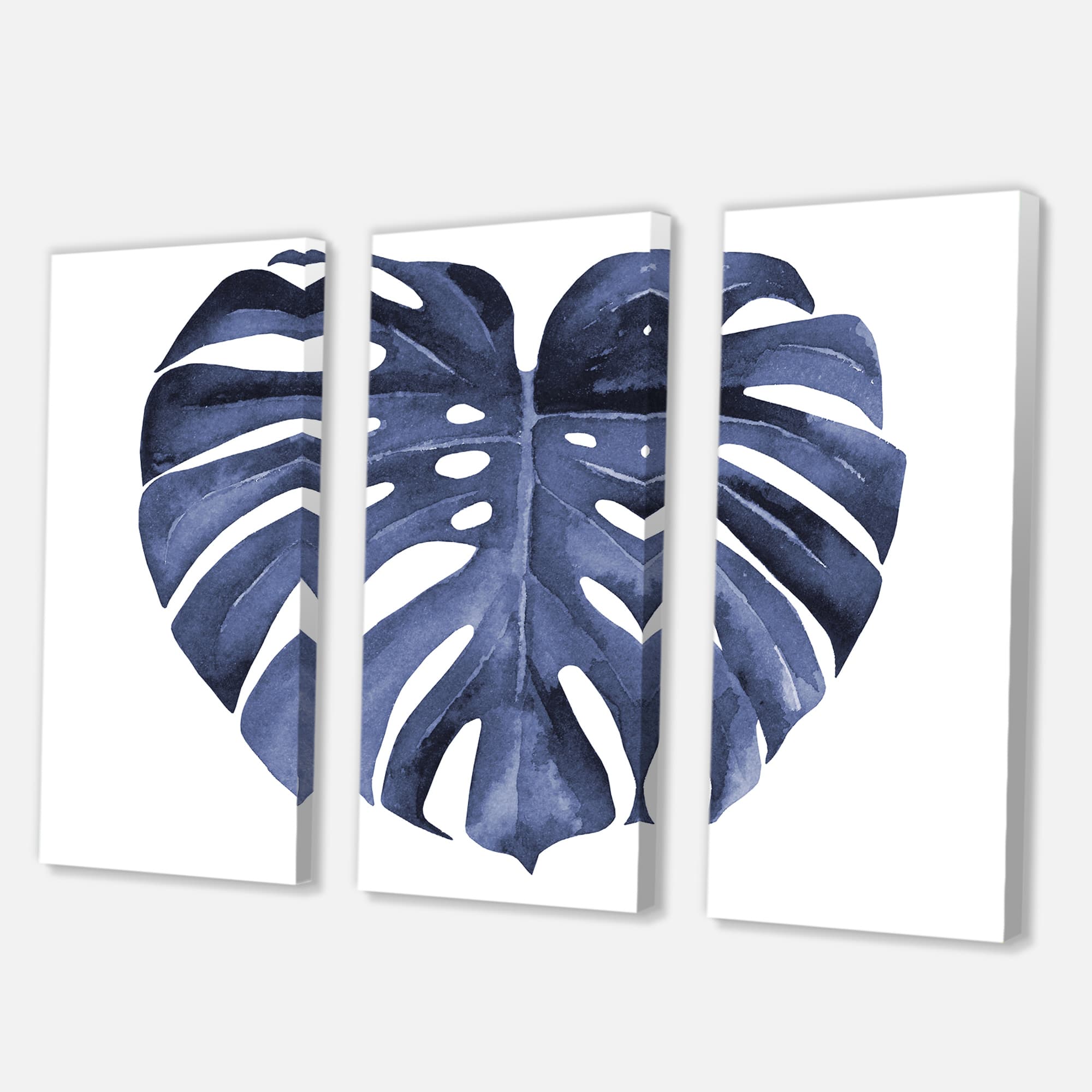 Designart - Tropical Blue Watercolour Leaves III